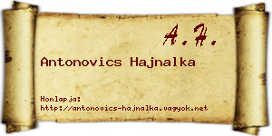 Antonovics Hajnalka névjegykártya
